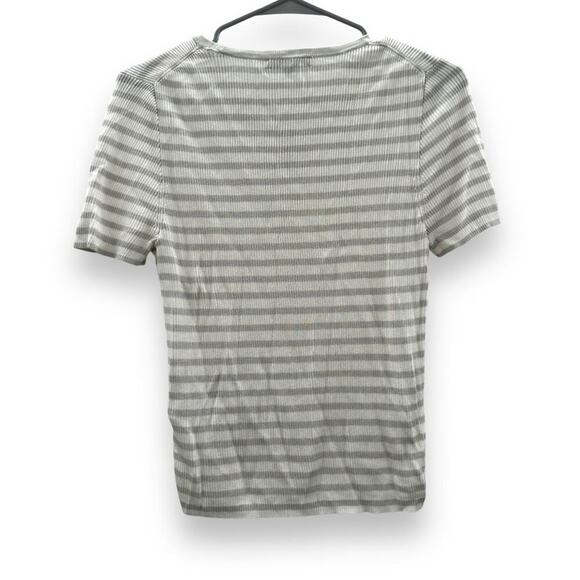 Madewell Micro-Rib Short Sleeve Striped Sweater Tee in Monument Sz‎ M NEW - Picture 4 of 10